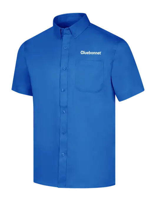 Short Sleeve Royal Blue Superpro React Twill Shirt w/Bluebonnet Logo