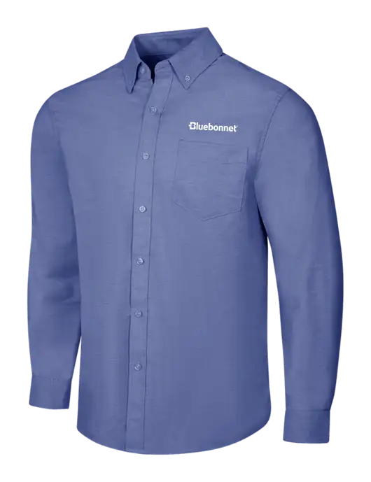 Navy SuperPro Oxford Shirt w/Bluebonnet Logo