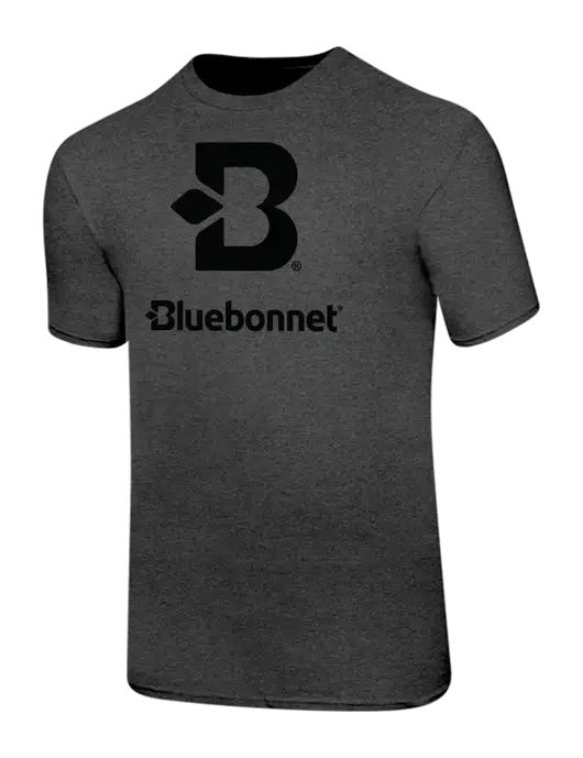 Ring Spun Dark Heather Grey 4.5 oz T-Shirt w/Bluebonnet Logo