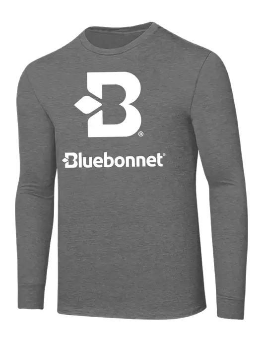 Core Blend Medium Grey Heather Long Sleeve Tee w/Bluebonnet Logo