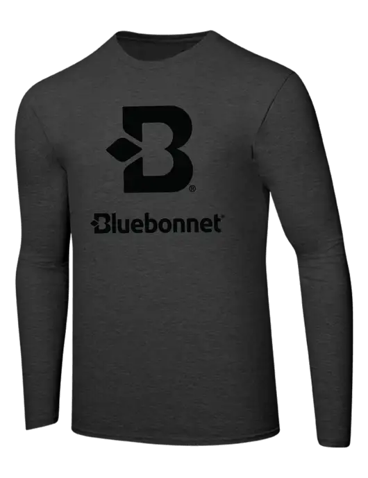 Ring Spun Dark Heather Grey 4.5 oz Long Sleeve T-Shirt w/Bluebonnet Logo