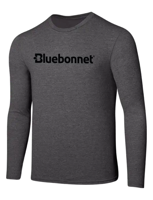 Seriously Soft Heathered Charcoal Long Sleeve T-Shirt w/Bluebonnet Logo