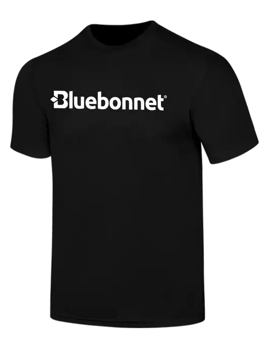 Simply Soft Black 4.5oz  Poly/Combed Ring Spun Cotton T-Shirt w/Bluebonnet Logo