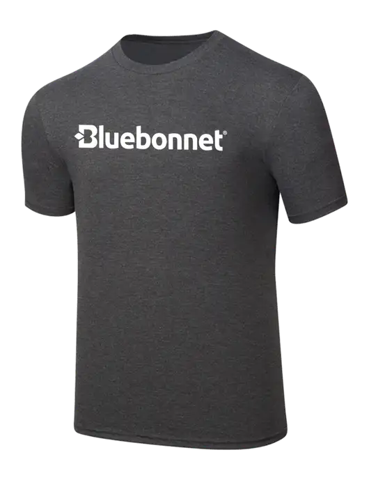 Simply Soft Heathered Charcoal 4.5oz  Poly/Combed Ring Spun Cotton T-Shirt w/Bluebonnet Logo