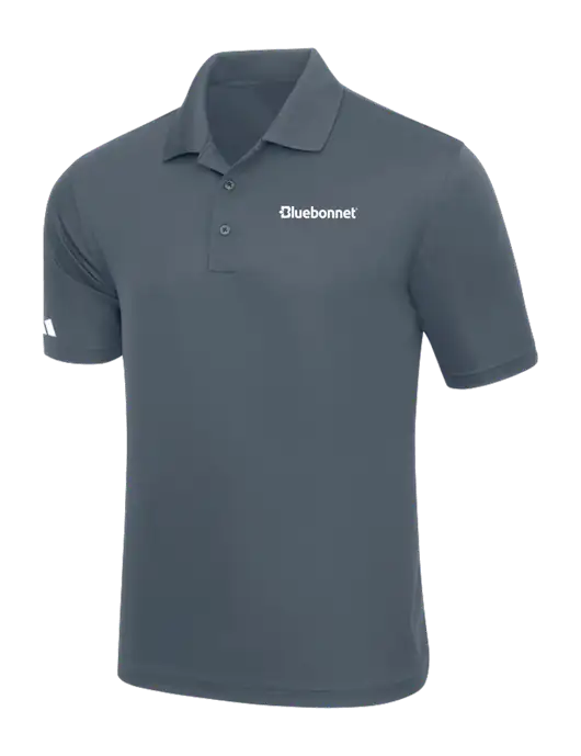 Adidas Medium Grey Basic Sport Polo w/Bluebonnet Logo