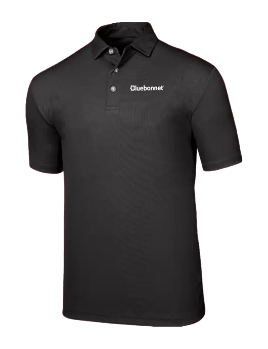Callaway Birdseye Black Polo w/Bluebonnet Logo