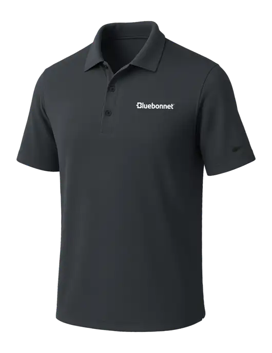 NIKE Dark Grey Dri-Fit Micro Pique Polo w/Bluebonnet Logo