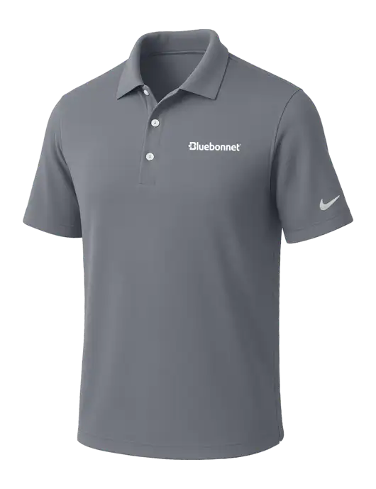 NIKE Medium Grey Dri-Fit Micro Pique Polo w/Bluebonnet Logo