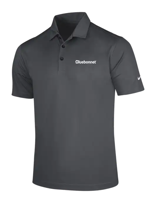 NIKE Dark Grey Dri-Fit Vertical Mesh Polo w/Bluebonnet Logo