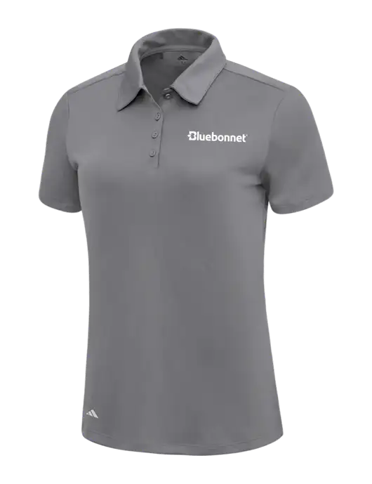 Adidas Medium Grey Womens Ultimate Solid Polo w/Bluebonnet Logo