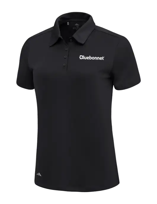 Adidas Black Womens Ultimate Solid Polo w/Bluebonnet Logo