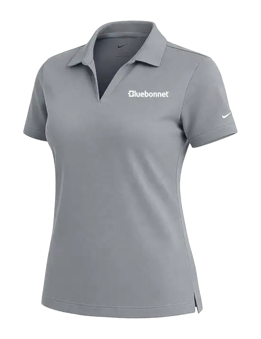 NIKE Medium Grey Womens Dri-Fit Micro Pique Polo w/Bluebonnet Logo
