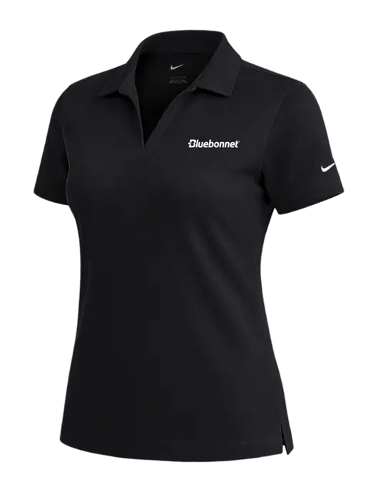 NIKE Black Womens Dri-Fit Micro Pique Polo w/Bluebonnet Logo