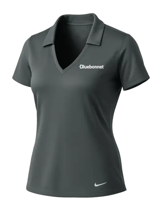 NIKE Dark Grey Womens Dri-Fit Vertical Mesh Polo w/Bluebonnet Logo