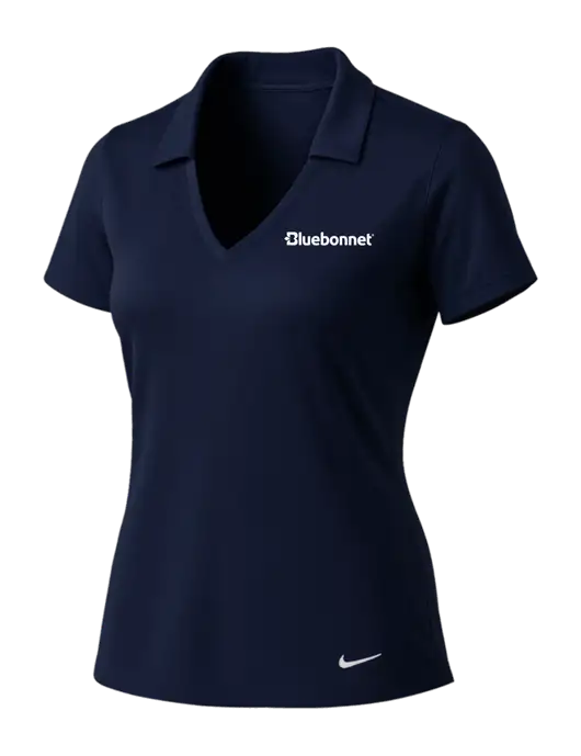 NIKE Dark Navy Womens Dri-Fit Vertical Mesh Polo w/Bluebonnet Logo