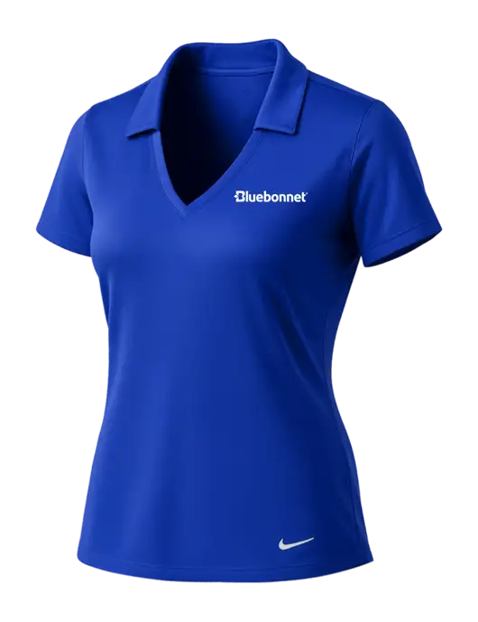 NIKE Dark Royal Womens Dri-Fit Vertical Mesh Polo w/Bluebonnet Logo