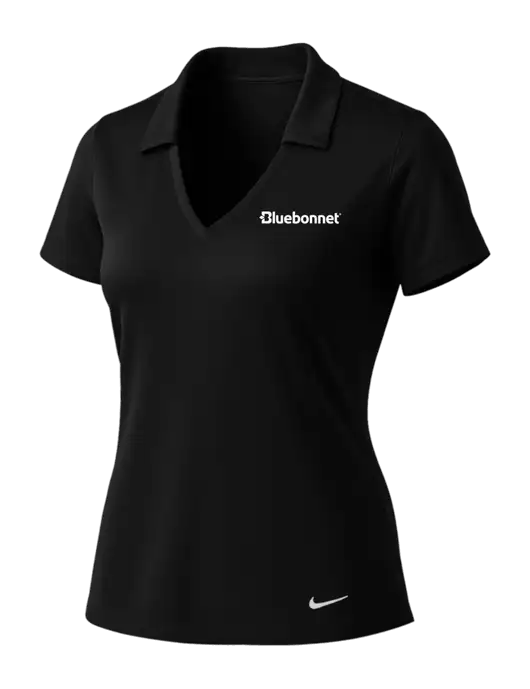 NIKE Black Womens Dri-Fit Vertical Mesh Polo w/Bluebonnet Logo