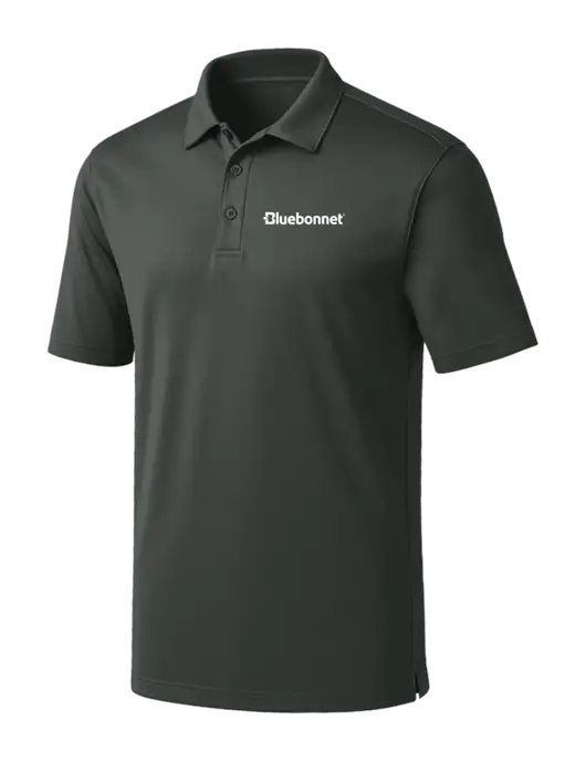 Dark Grey Silk Touch Performance Polo w/Bluebonnet Logo
