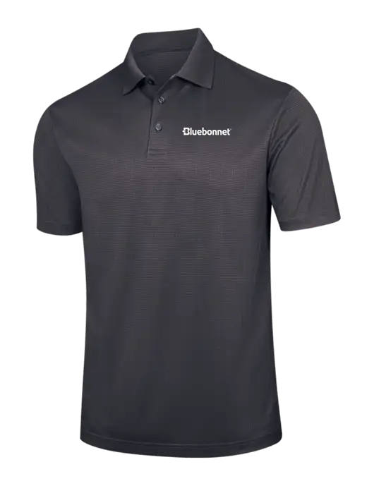 Dark Grey Performance Fine Jacquard Polo w/Bluebonnet Logo