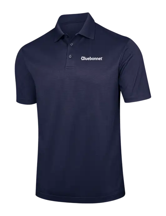 Navy Performance Fine Jacquard Polo w/Bluebonnet Logo