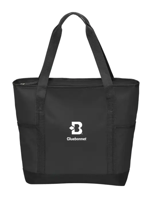 On the Go Black/Black Tote w/Bluebonnet Logo