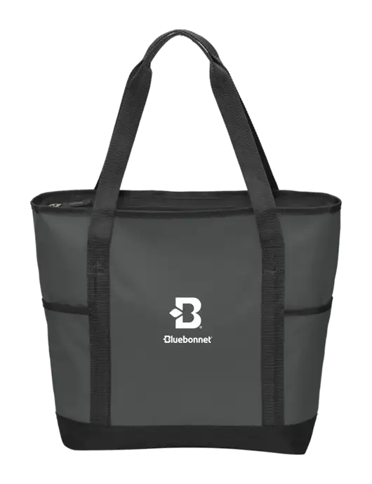 On the Go Charcoal/Black Tote  w/Bluebonnet Logo