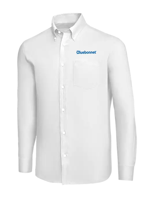 Brooks Brothers White Wrinkle-Free Stretch Nailhead Shirt w/Bluebonnet Logo