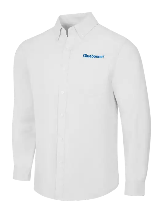 White SuperPro Oxford Shirt w/Bluebonnet Logo